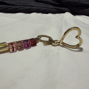 Gold Heart Keychain with Pink and Purple Accents